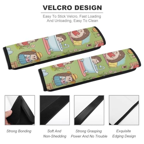 2 Pack Funny Hedgehog Seat Belt Shoulder Pad Universal Fit Harness Pads Strap for Kids, Car Seats Pushchair Strollers High Chair Pushchair, Shock Absorption - color: Pattern 1059