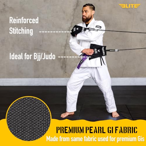 Elite Sports Jiu Jitsu Grip Trainer Simulate Gi - Resistance Band Grip Strength Trainer for BJJ MMA Judo & Grappling Training