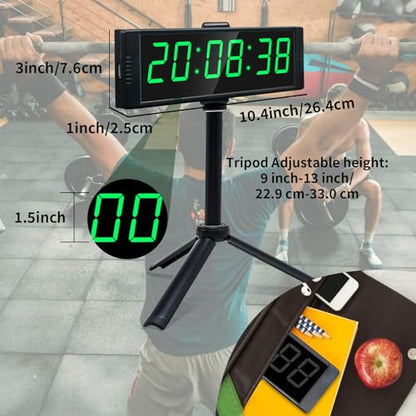 YZ Gym Timer Clock for Home Gym, Fitness Timer with Stopwatch Button, Large Digital Stopwatch Countdown Clock, 12/24H Digital Wall Clock, with Stand - style: plug-in(with stand)