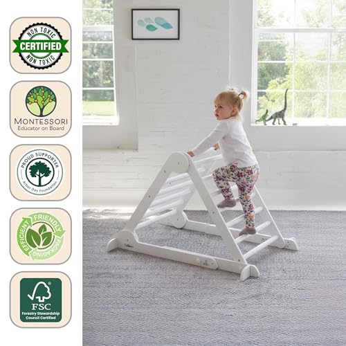 Little Partners Learn 'N Climb Foldable Wooden Climbing Triangle, Wood Climbing Gym for Toddlers, Triangle Climber for Skill-Building and Active Play, Soft White - color: Soft White