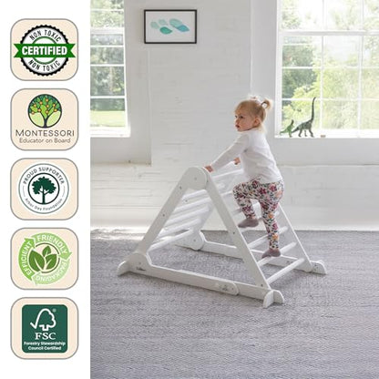 Little Partners Learn 'N Climb Foldable Wooden Climbing Triangle, Wood Climbing Gym for Toddlers, Triangle Climber for Skill-Building and Active Play, Soft White - color: Soft White