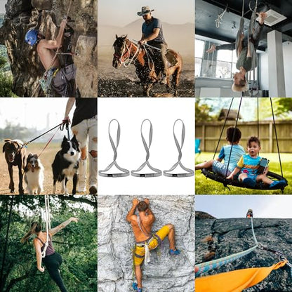 18MM Nylon Climbing Sling Runner 23KN CE2008/EN566 Rock Climbing Webbing Straps for Outdoor Climbing, Rappelling, Swing, Yoga Hammock etc - color: Grey|120cm/48inch|3PCS