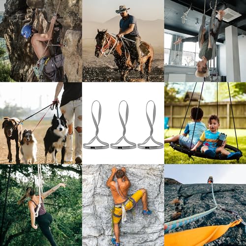 18MM Nylon Climbing Sling Runner 23KN CE2008/EN566 Rock Climbing Webbing Straps for Outdoor Climbing, Rappelling, Swing, Yoga Hammock etc - color: Grey|60cm/24inch|3PCS