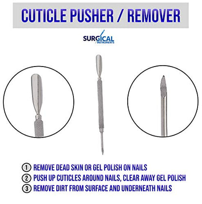 SURGICAL ONLINE Professional Manicure Set, Travel Nail Care Kit, Nail Clippers, Cuticle Nipper, Cuticle Pusher, Nail Cutter Stainless Steel Portable Grooming Kit For Women & Men (Silver) - color: Silver