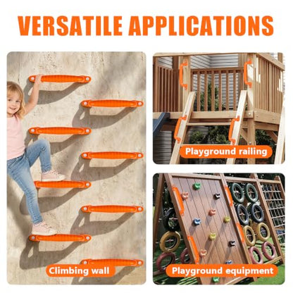 4 Safety Playground Handles Luminous, Swing Set Kids Safety Hand Grips for Playset, Climbing Frame, Play House, Playroom Ladder &Handles, Bunk Bed Handles (Orange) - color: Orange