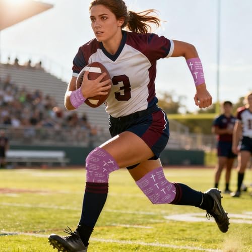 MiniInflat 2 Pcs Christian Cross Athletic Tape Sports Tape 2in x 23ft Religion Jesus Wrist Wrap for Soccer Football Baseball, Gift for Graduation Teacher Nurses Week Pentecost(Purple,Proverbs) - color: Purple, style: Proverbs