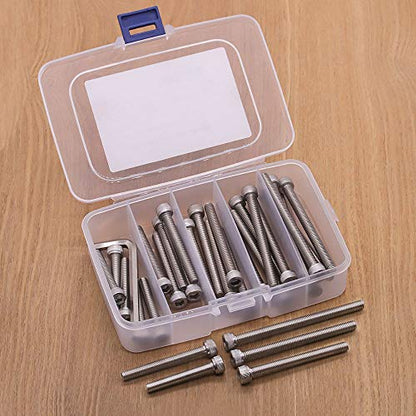 30 PCS M6 x 40mm, 45mm, 50mm, 55mm, 60mm Stainless Steel Socket Head Cap Screws with Free Hex Wrench, Hex Drive Metric Threaded Socket Screws Assortment, 304 Stainless Steel 18-8, Full Thread - size: M6 x 40, 45, 50, 55, 60mm