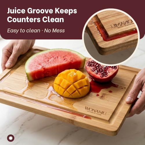 WONAMU Small Bamboo Cutting Board Non Toxic – Lightweight, Durable, Perfect For Charcuterie, Serving Snacks, And Everyday Kitchen Use – Eco-Friendly Kitchen Items And Versatile Wooden Tray - color: Natural