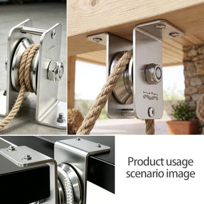 heyous Silver Stainless Steel Detachable V Shape Bearing Suspended Pulley Suitable for Home Workouts or Outdoor Activities