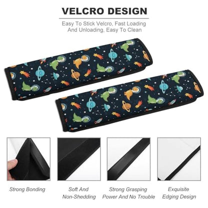 2 Pack Breathable Car Seat Belt Pad for Child, Stroller Pushchair High Chair, Cartoon Dinosaur Planet Space Neck Strap Covers, Neck and Shoulder Support - color: Pattern 1200