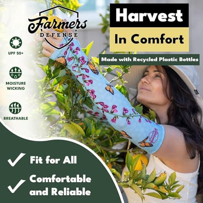 FARMER'S DEFENSE Gardening Arm Sleeves|UV Cooling Protective Sleeve Women & Men|Anti-Scratch Cover Sun UPF Outdoor Protection - Heather Green - XS - color: Heather Green, size: X-Small