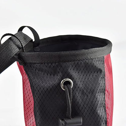 Bouldering Chalk Bag Waterproof Adjustable Leakproof | Drawstring Chalk Belt Pouch for Outdoor Weight Lifting Training Mountaineering Climber Athlete Instructor - color: Black red