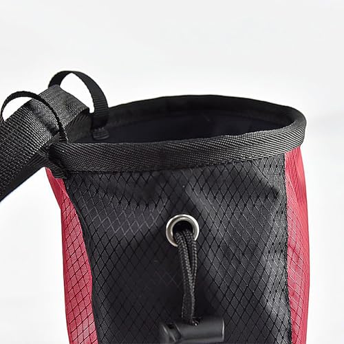 Climbing Chalk Bag Adjustable Waterproof Pouch | Drawstring Chalk Belt Pouch for Outdoor Weight Lifting Training Mountaineering Climber Athlete Instructor - color: Black red