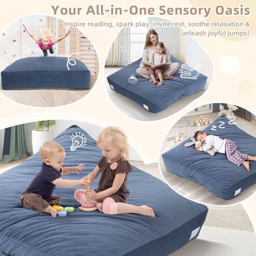 whiffee Upgraded Crash Pad for Kids Sensory with Handle,Soft Foam Blocks - Crash Pads for Autistic Children Indoor Jump Climb, Kids Autism Sensory Crash Mat with Anti-Slip Washable Cover - size: 3FT x 4FT