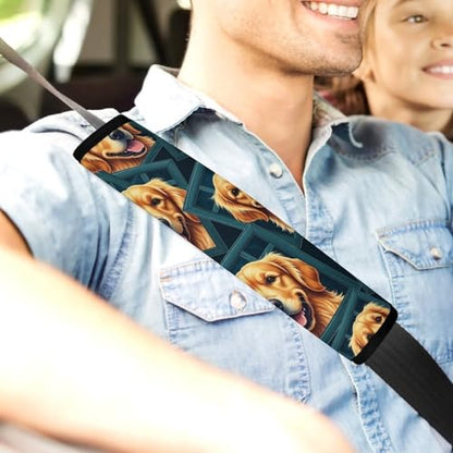 2 Pack Golden Retriever Dog Plaid Car Seat Straps Shoulder Pads Soft Padded Shoulder Harness Cover for Adult Use, Stroller Pushchair High Chair, Pressure Relief - color: Pattern 892