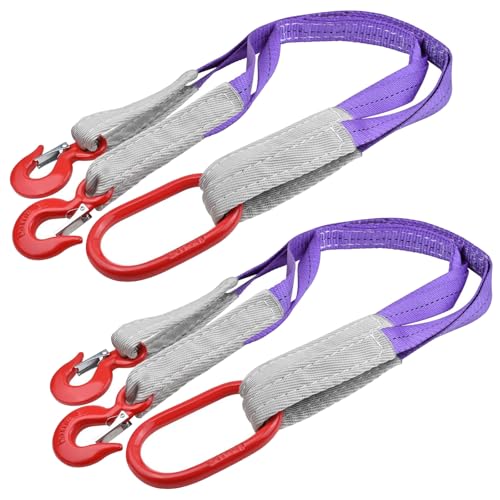 2 PCS Lifting Slings Straps with Hooks - 3.3 FT, 4409LB Pounds Capacity, Polyester Bridle Sling, Heavy Duty Two Leg Rigging Strap for Engines, Cranes, Hoists, Truck