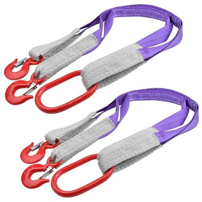 2 PCS Lifting Slings Straps with Hooks - 3.3 FT, 4409LB Pounds Capacity, Polyester Bridle Sling, Heavy Duty Two Leg Rigging Strap for Engines, Cranes, Hoists, Truck