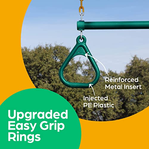 Jungle Gym Kingdom Swing Sets for Backyard, Monkey Bars & Swingset Accessories - Set Includes 18" Trapeze Swing Bar & 48" Heavy Duty Chain with Locking Carabiners - Outdoor Play Equipment (Green) - color: Green