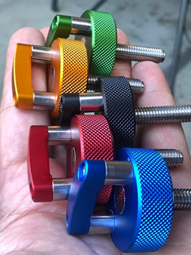 ROCKWORKX Billet Aluminum JKU Hard Top Quick Removal Fastener Thumb Screw, Integrated D Ring - color: Red