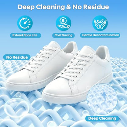 2PCS Shoe Cleaner,Portable Shoe Cleaning Kit for Travel,Business Trips,Gym | Deep Cleaning Shoe Sole Cleaner,13.1 OZ Foam Sneaker Cleaning Kit with Brush Towel Sponge,Sneakers Cleaner for White Shoes