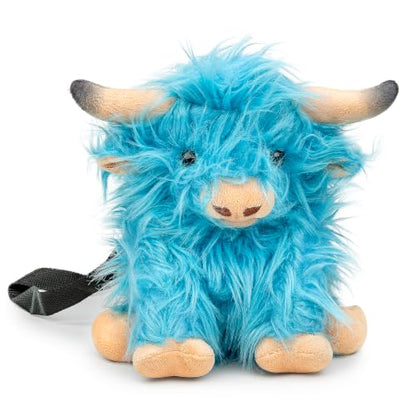 Highland Cow Plush Rock Climbing Chalk Bag, Cute Plush Animal，Drawstring Closure & Adjustable Belt，Bouldering & Gymnastics, Soft Fluffy Cow Chalk Pouch, Unique Climbing Gear Gift for Climbers - color: blue
