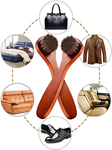 Youngjoy 6 Pieces Horsehair Shine Shoes Brush kit Polish Dauber Applicators, Brown, 6 x 1.5 inches - style: Style A