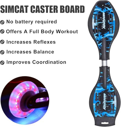 Simcat Caster Board, Skateboard with 360-degree Casters and Illuminating Wheels, Lightweight Durable Twistboard for Kids, Teenagers and Adults - color: A