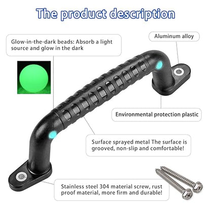 4 Safety Playground Luminous Handles, Swing Set Kids Safety Hand Grips for Playset, Climbing Frame, Play House, Playroom Ladder, Door, Bunk Bed (Black) - color: Black