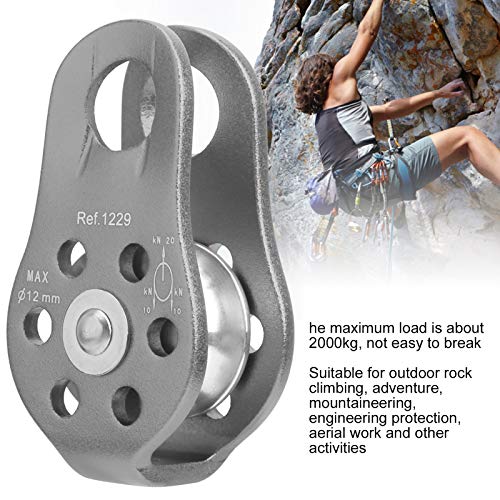 20KN Outdoor Climbing Pulley, Aluminum Side Swing Pulley, Climbing Pulley for Climbing Aloft Work Rappelling Rescue - size: Gray