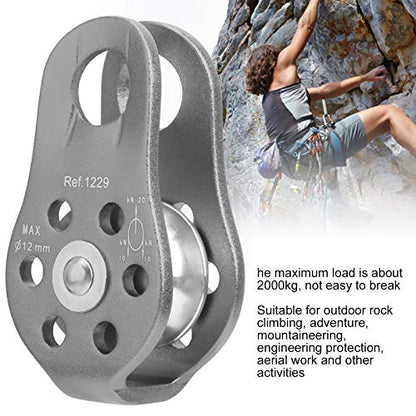 20KN Outdoor Climbing Pulley, Aluminum Side Swing Pulley, Climbing Pulley for Climbing Aloft Work Rappelling Rescue - size: Gray