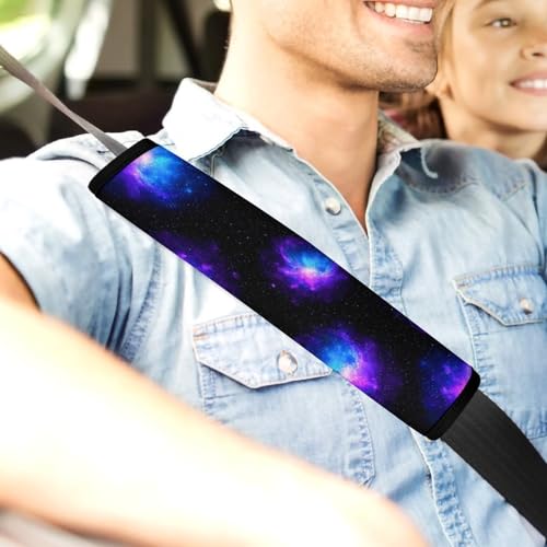Universal Soft and Comfortable Seat Belt Cover for Adults and Children, Most Cars, 2 Pack Purple Galaxy Starry Sky Constellation Seat Belt Covers Cushion Neck and Shoulder Support - color: Pattern 856