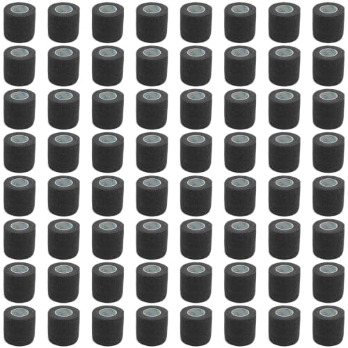 OK TAPE 64 Rolls Self Adhesive Bandage Wrap, Elastic Cohesive Bandage Wrap, Breathable Stretch Athletic Tape for Wrist Ankle Sports Vet Wrap 2" x 5 Yards - Black - color: Black, size: 2inx5yds