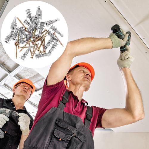 20 Sets Hollow Wall Anchors and Screw Kit with Spiral Design for Secure Fixing, Zinc Alloy and Iron Material, for Hanging Bathroom and Kitchen Accessories