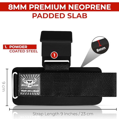 BEAST RAGE Workout Hooks for Men, Durable Coated Grip Gym Straps for Weightlifting Wrist Wraps Training Weight Lifting Strength Fitness Bodybuilding Anti Slip Women Hook Exercise - color: Black