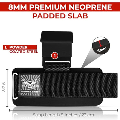 BEAST RAGE Workout Hooks for Men, Durable Coated Grip Gym Straps for Weightlifting Wrist Wraps Training Weight Lifting Strength Fitness Bodybuilding Anti Slip Women Hook Exercise - color: Black