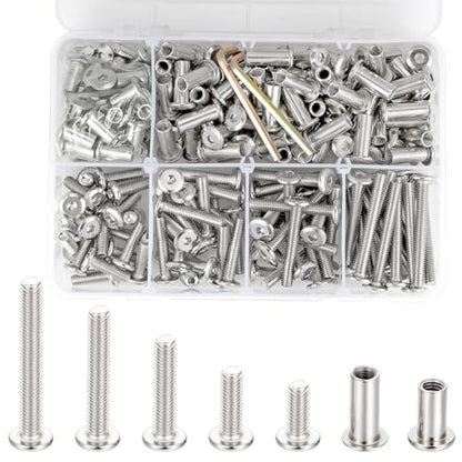 100 Set M6x15/20/30/40/50mm Mixed Sizes Furniture Bolts Metric Hex Screw Bit Set Metal Deck Screws for Furniture Screw Socket Cover Wood Socket Cap Bolt Kit - size: M6x15/20/30/40/50mm