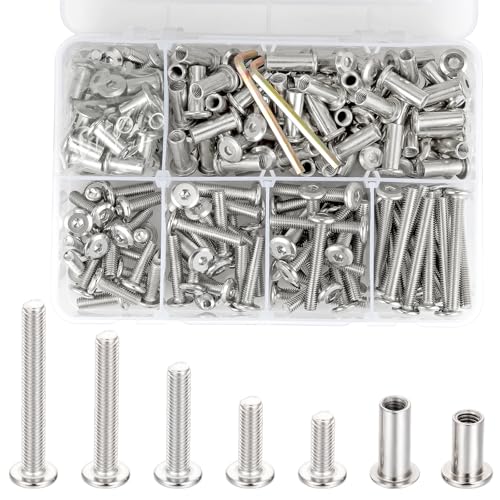 100 Set M6x15/20/30/40/50mm Mixed Sizes Furniture Bolts Metric Hex Screw Bit Set Metal Deck Screws for Furniture Screw Socket Cover Wood Socket Cap Bolt Kit - size: M6x15/20/30/40/50mm
