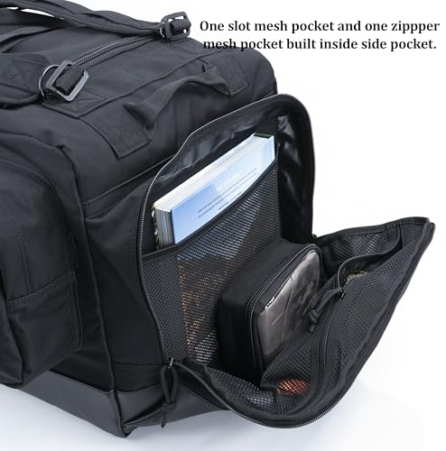 Large Duffle Bag Duffel Pack with Backpack Shoulder Straps and Shoes Compartment 105L for Sports Travel Hunting Camping. - color: Black