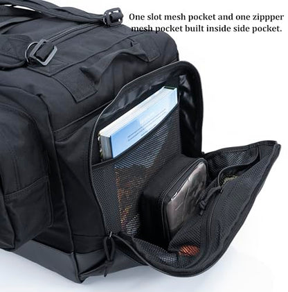 Large Duffle Bag Duffel Pack with Backpack Shoulder Straps and Shoes Compartment 105L for Sports Travel Hunting Camping. - color: Black