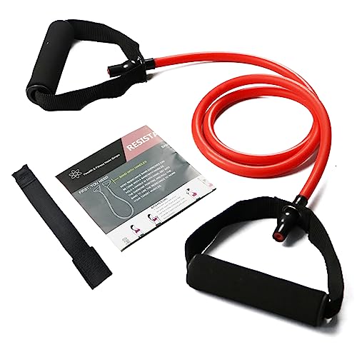 Resistance Bands with Handles, Exercise Bands with Handles, Door Anchor | Physical Therapy & Rehab, Home Workout Pilates Yoga, Non-Slip Handles, Portable Travel, TPE - color: red-20lbs