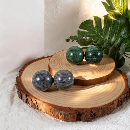 Learay 2Pcs Baoding Balls, Boading Balls for Hand Therapy, Green, 2 inch | Chinese Health Exercise Massage Balls with Carry Pouch for Stress Relief Meditation Ball - color: Green/2 Inch