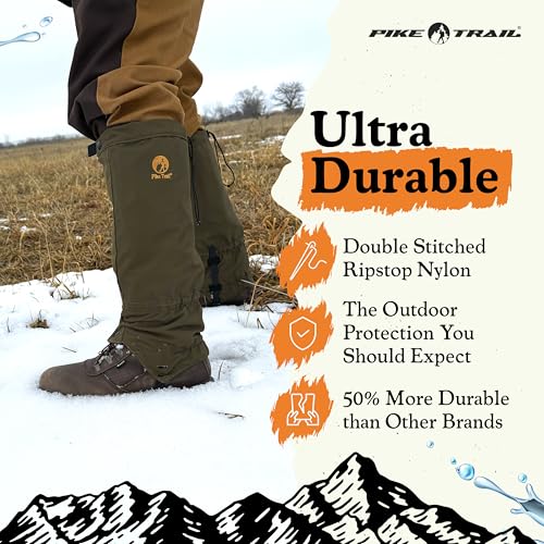Pike Trail Adjustable Leg Gaiters - Lightweight, Waterproof - Leg Guards for Men & Women - Hiking Essentials Ideal for Hunting, Trekking & Fishing - 1 Pair - color: Defense Force Camo