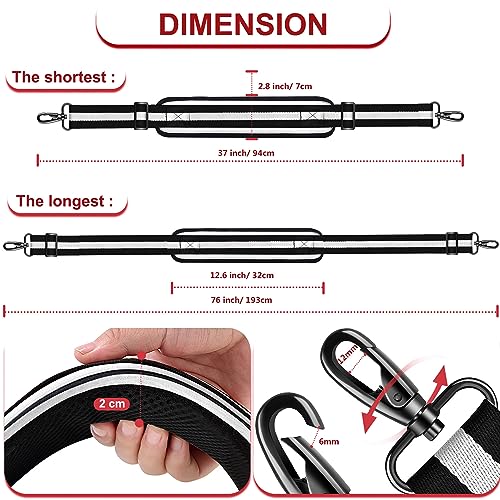 ZINZ Ultra-Thick Fixed Pad Shoulder Strap 76-inch Universal Bag Strap with Breathable Cushion and Dual Balanced Adjustable Buckles for Laptop Bag Luggage Messenger Bag Crossbody etc -Stripe-BWB - color: Stripe-bwb