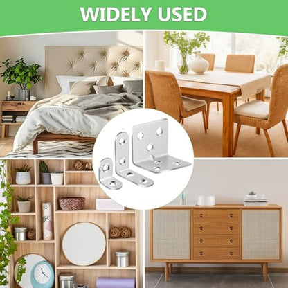 MAPVOLUT 25Pcs Silver L Brackets for Shelves, 3 Sizes Angle Corner Braces Metal L Bracket Heavy Duty for Wood, Sturdy and Rustproof for Repairing Furniture with 82Pcs Screws Mounting Bracket Easily - size: 3 SIZE Silver