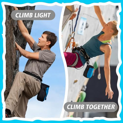 Shappy 4 Pcs Climbing Chalk Bag Set Includes Chalk Bag, Brush and Ball Pouch with Adjustable Belt Waterproof Rock Equipment for Climbing, Gymnastics, Weight Lifting, Bouldering and More