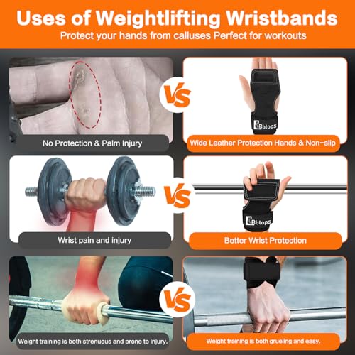 Weight Lifting Wrist Strap, Double-Layer Leather Wrist Straps for Gym Strength Training Weightlifting,Deadlift and Powerlifting, Enhance Grip Strength Neoprene Padding Gym Workout Lifting Straps Men/Women Pair - color: Black