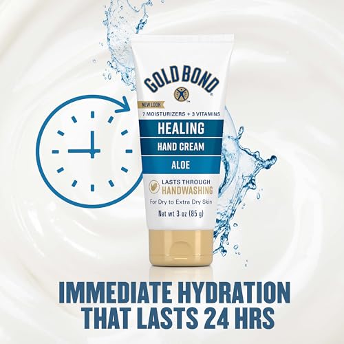 Gold Bond Healing Hand Cream with Aloe, Rich Moisturizer for Dry to Extra Dry Skin, Hydration that Lasts Through Handwashing, Non-Greasy, Dermatologist Tested, Light Scent, 3 Oz On-The-Go Tube - size: 3 Ounce (Pack of 1)