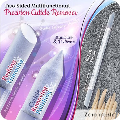 GLADZY Genuine Czech Glass Nail File Set - Callus Remover Foot Rasp, Cuticle Pusher Manicure Stick, Double Sided Etched Different Grit Surface, Professional Nail Care Tool, Made in EU - color: All-in-one Set - Yellow Orange