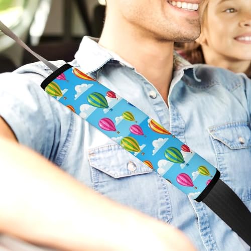 2 Pack Cartoon Hot Air Balloon Cloud Print Car Seat Belt Pad Universal Soft and Comfortable Harness Pads Strap for Adult Use, Most Cars, Easy Install (No Tool) - color: Pattern 922