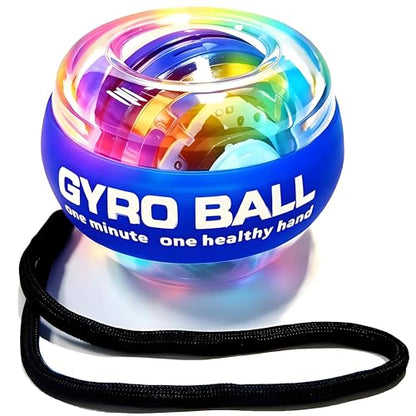 EXBEPE Metal Torque Ball with Light, Weighted Auto-Start Gyro Ball Hand Wrist Forearm Trainer and Strengthener for Exercise Joint and Muscle with Bag - color: Transparent with Light